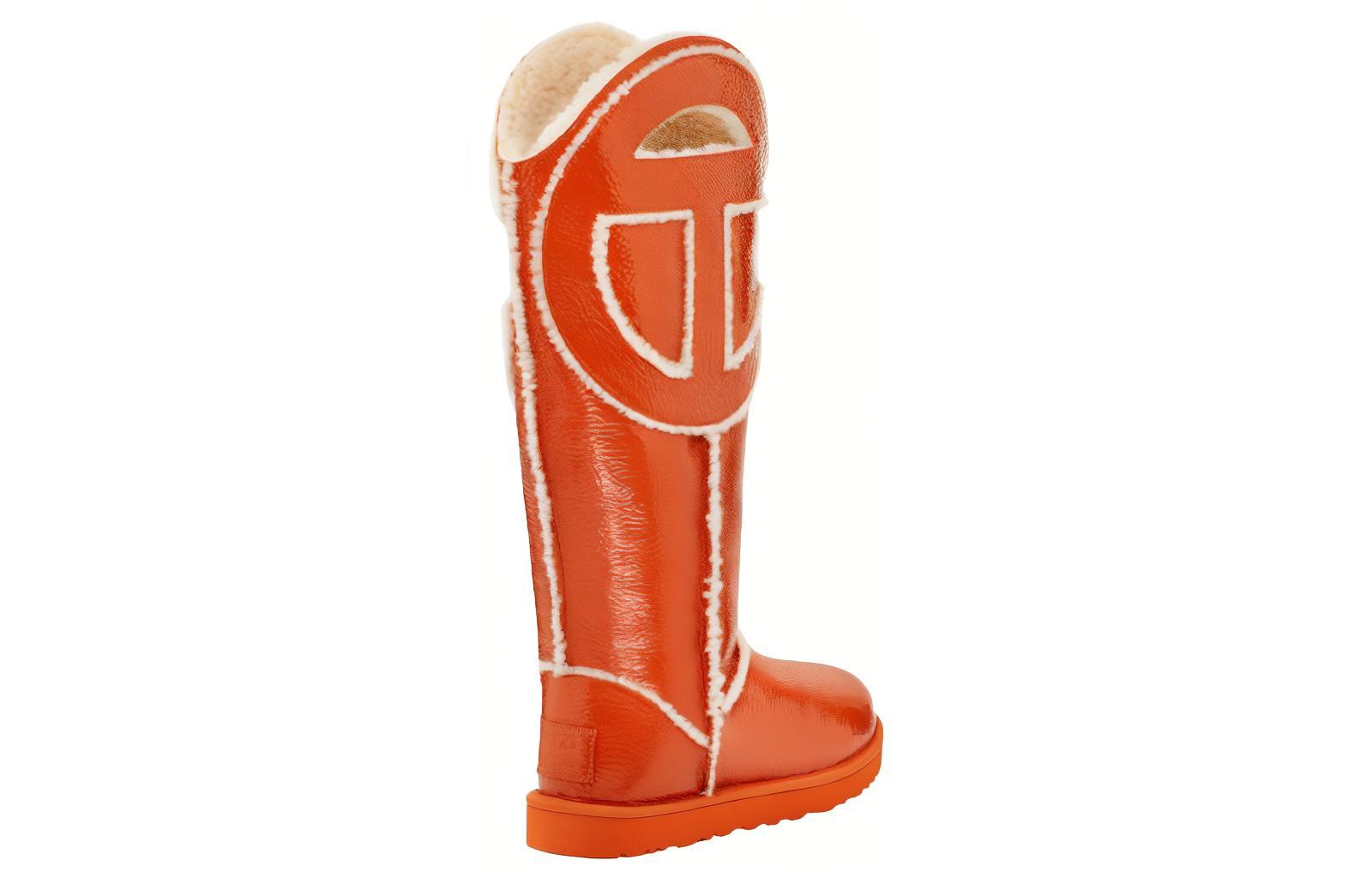 Shop UGG 皮革 圓頭綁帶休閒 高筒靴 男款 橙色