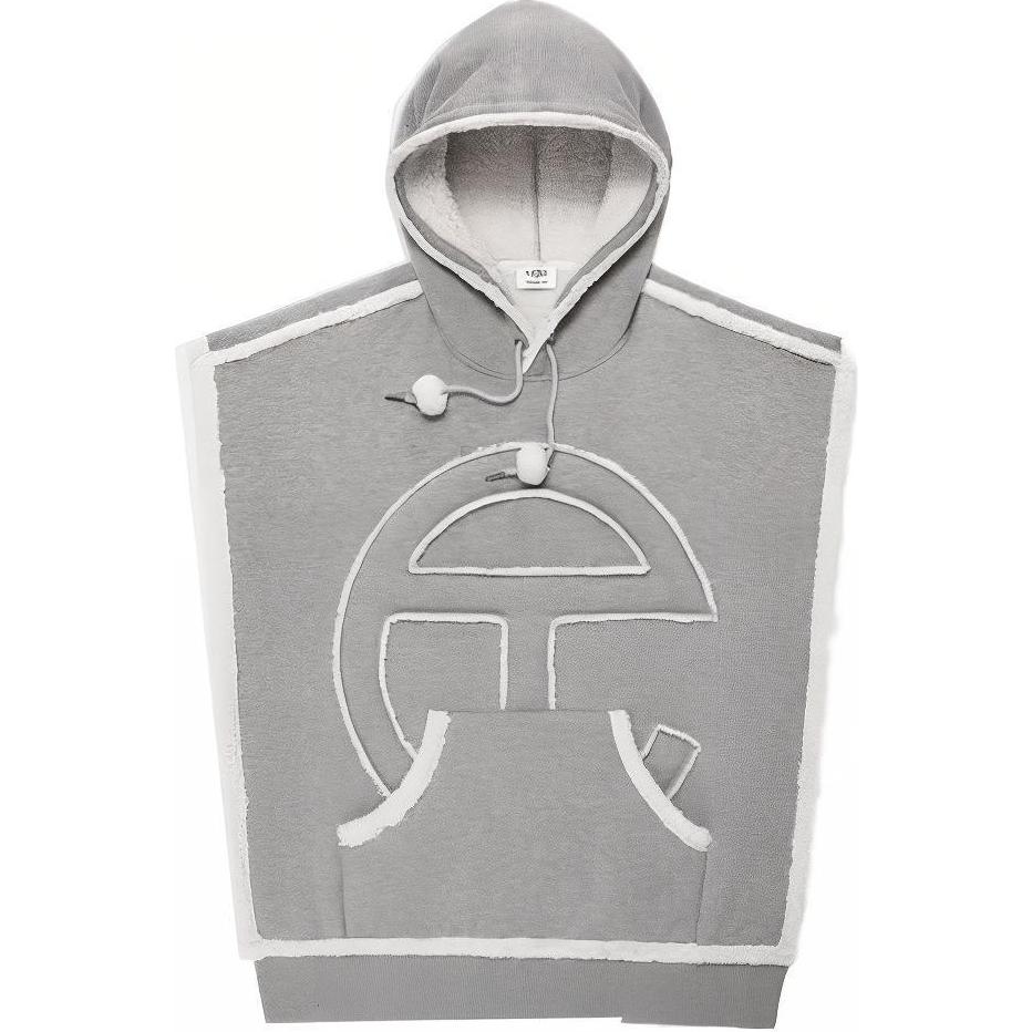 UGG Telfar Unisex Sideless Hoodie Grey Embossed Print Sleeveless Pullover 1127819-HRGY