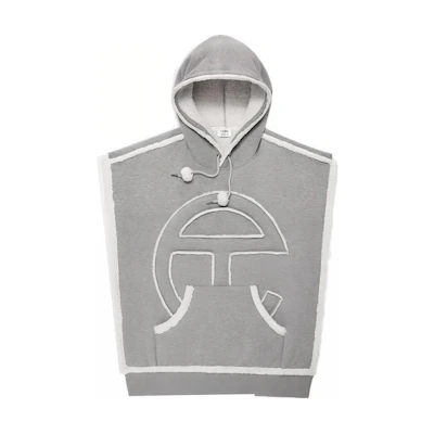 UGG Telfar Unisex Sideless Hoodie Grey Embossed Print Sleeveless Pullover 1127819-HRGY