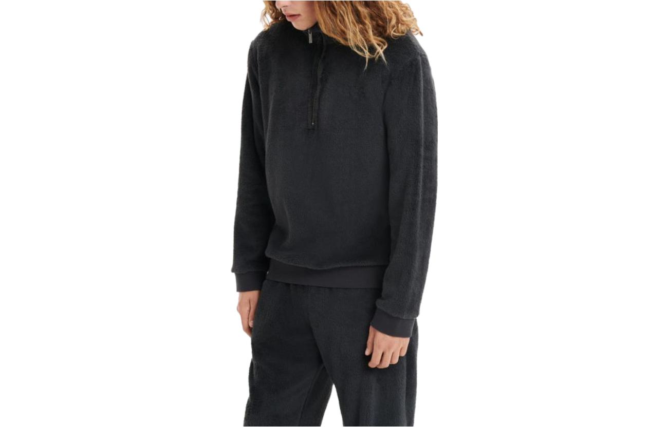 UGG Zeke Fluff Pullover Solid Black Casual Long-Sleeve Sweatshirt 1121702-IKBL