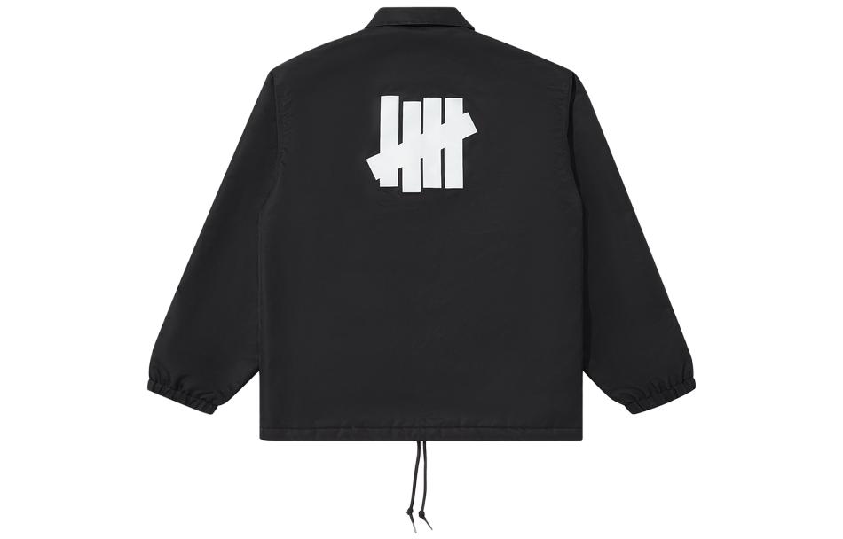 UNDEFEATED FW23 Black Coach Jacket Unisex Fleece Lined Casual Print. UE23GWJ02M