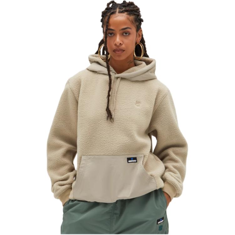 Shop UNDEFEATED FW23 拼色條紋羊羔絨連帽衫 男女款套頭衫 UI34GKH03M