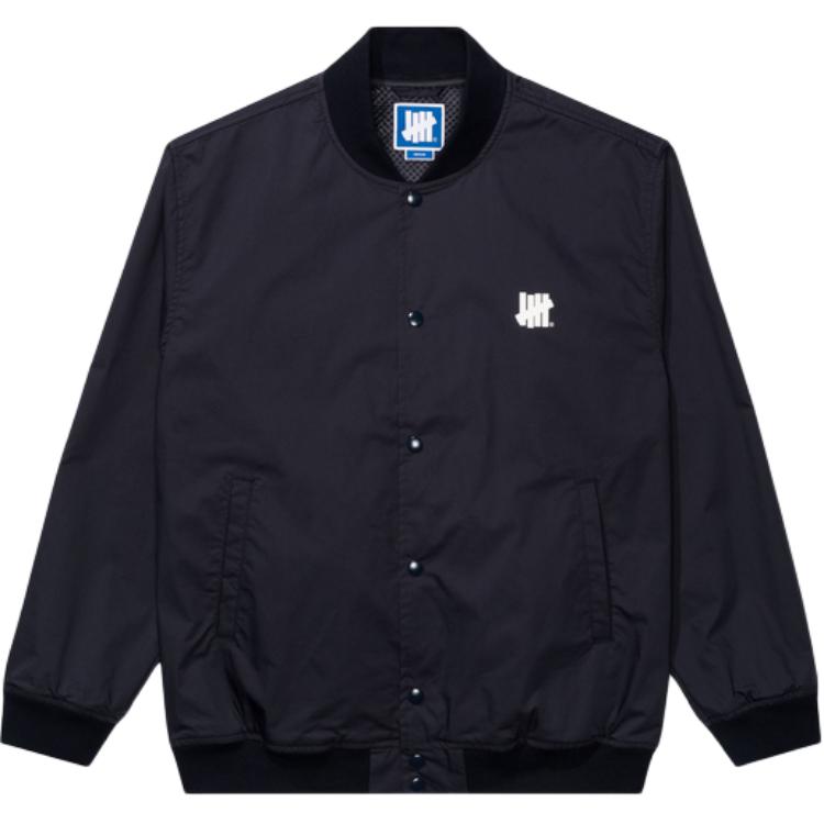 UNDEFEATED FW24 5-Strikes Button-Up Shiny Bomber Jacket Unisex. UI43GWJ01M