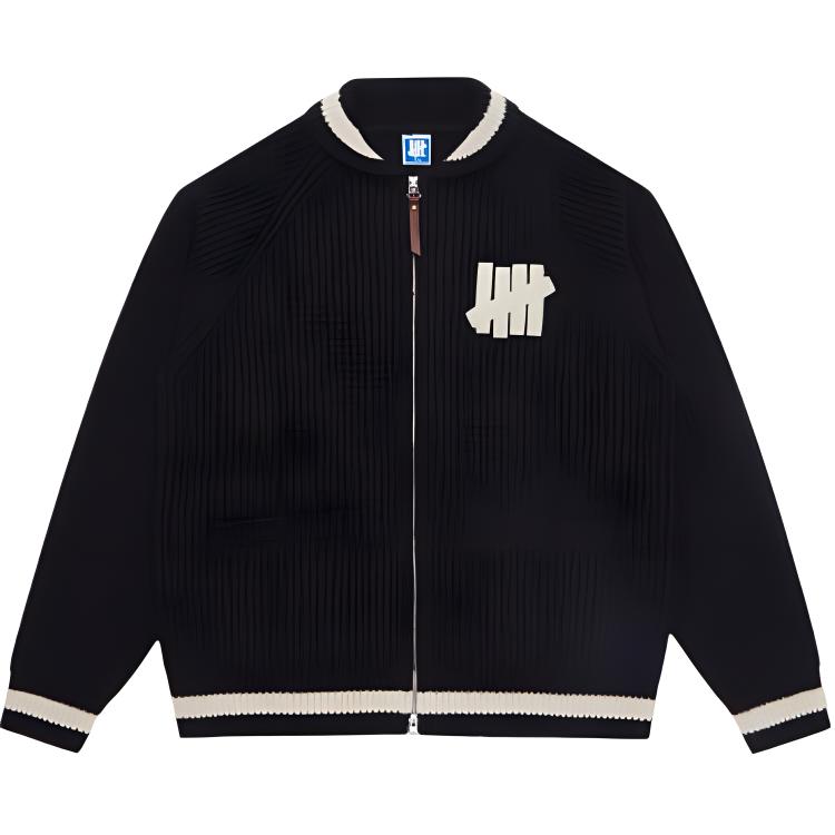 UNDEFEATED FW24 5-Strikes Logo Baseball Jacket Knit Sweater Unisex. UC43GCG01M
