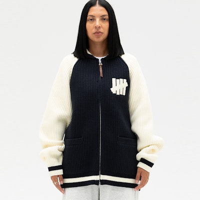 UNDEFEATED FW24 5-Strikes Logo Baseball Jacket Knit Sweater Unisex. UC43GCG01M Shop UNDEFEATED FW24 5-Strikes Logo Baseball Jacket Knit Sweater Unisex. UC43GCG01M