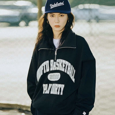 UNDEFEATED FW24 条纹半拉链字母长袖卫衣 男女同款 UE43GKC03M 3