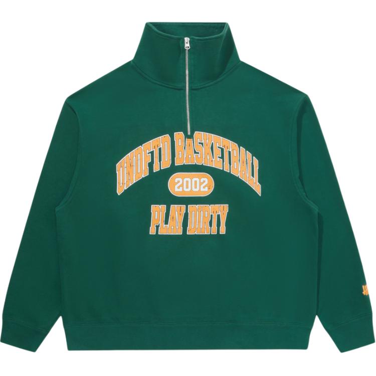 Shop UNDEFEATED FW24 条纹半拉链字母长袖卫衣 男女同款 UE43GKC03M