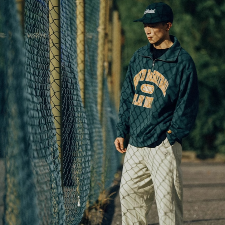 Sizing UNDEFEATED FW24 条纹半拉链字母长袖卫衣 男女同款 UE43GKC03M