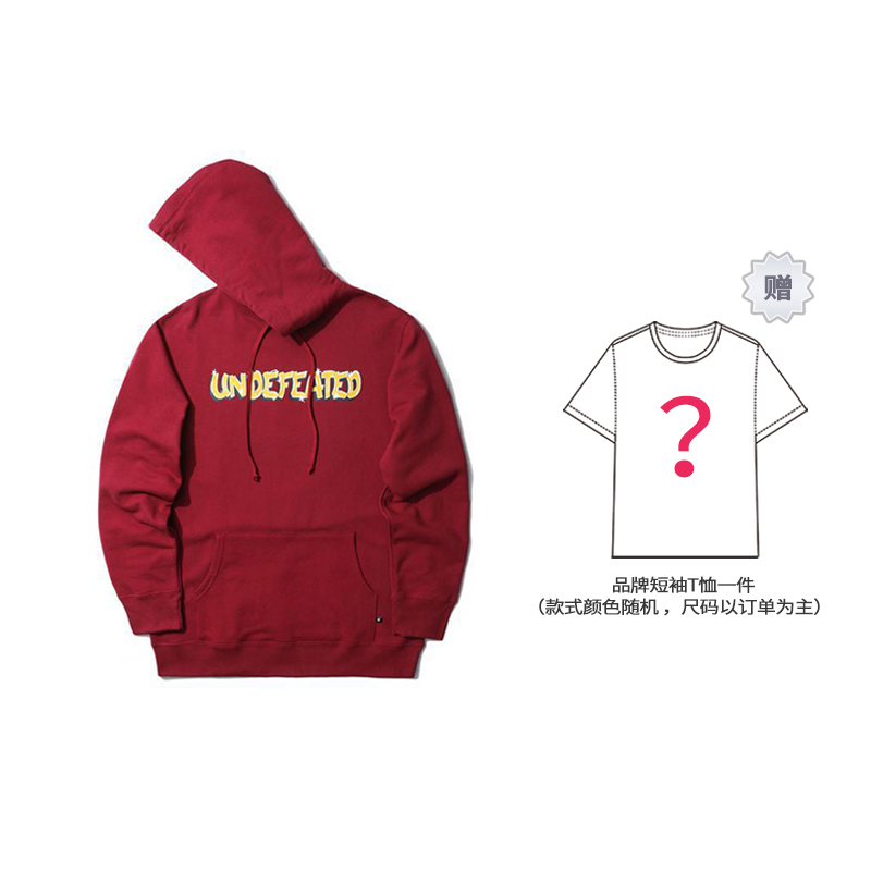 UNDFTD Letter Print Oversized Hoodie Red Unisex Pullover Long Sleeve UT14GKH01M-RD(SJT1)