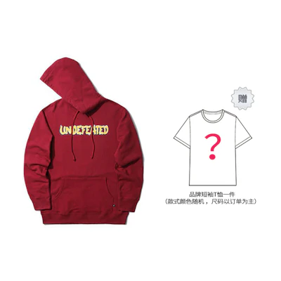 UNDFTD Letter Print Oversized Hoodie Red Unisex Pullover Long Sleeve UT14GKH01M-RD(SJT1)