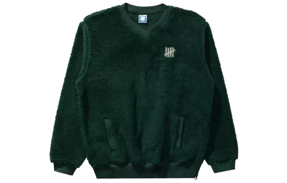 UNDFTD Logo Embroidered V-Neck Fleece Pullover Unisex Sweatshirt UI24GPO01M