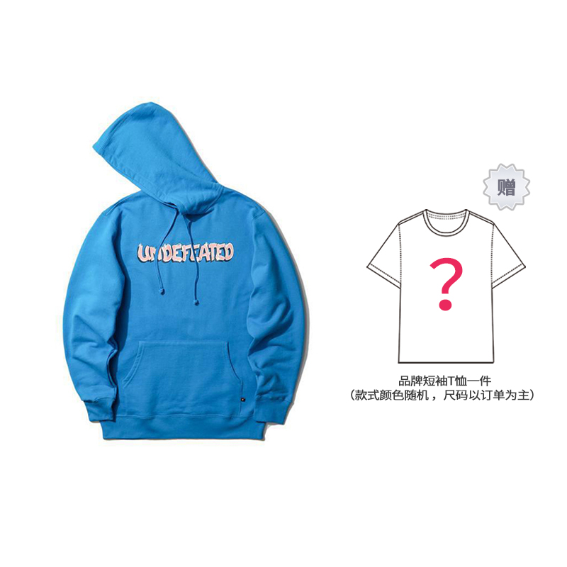 UNDFTD Logo Print Loose Fit Hoodie Blue Unisex Pullover Casual Style UT14GKH01M-BL(SJT1)