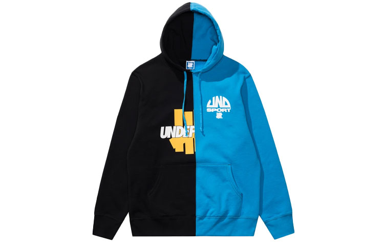 UNDEFEATED Logo Print Patchwork Pullover Hoodie Unisex UT14GKH05M
