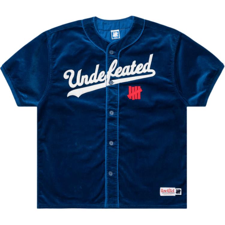 UNDEFEATED SS24 Corduroy Baseball Jacket Blue Short Sleeve Unisex 801140010701