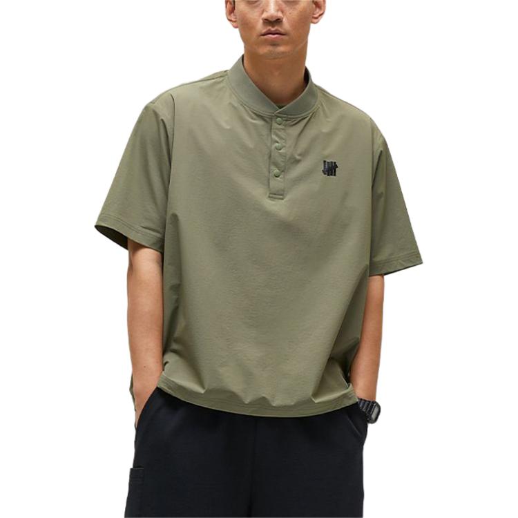 Shop UNDEFEATED SS24 条纹标志对比款亨利领休闲编织T恤 男女通用 UC41GSS02M