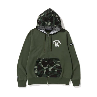 UNDFTD BAPE FW22 Camo Patchwork Letter Print Zip Hoodie Unisex. UI2BGKH01M