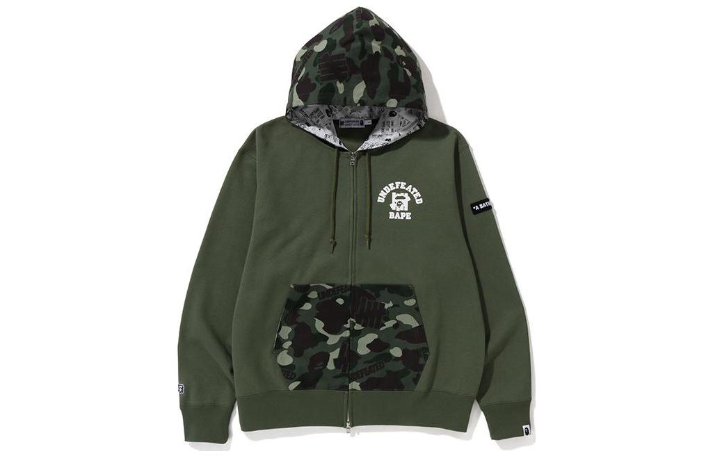 Order UNDEFEATED x BAPE FW22 Camo Patchwork Letter Print Zip Hoodie Unisex. UI2BGKH01M