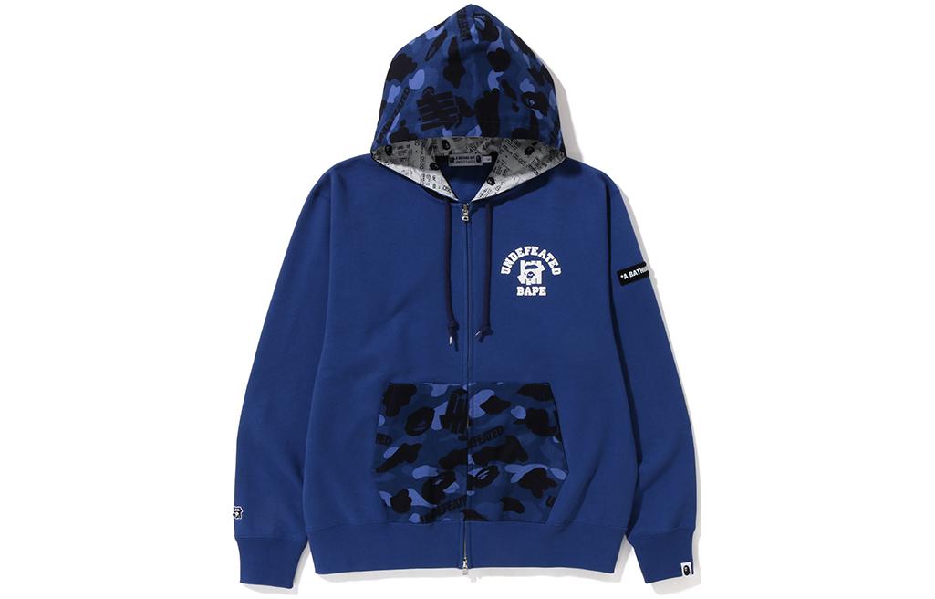 Details for UNDEFEATED x BAPE FW22 Camo Patchwork Letter Print Zip Hoodie Unisex. UI2BGKH01M
