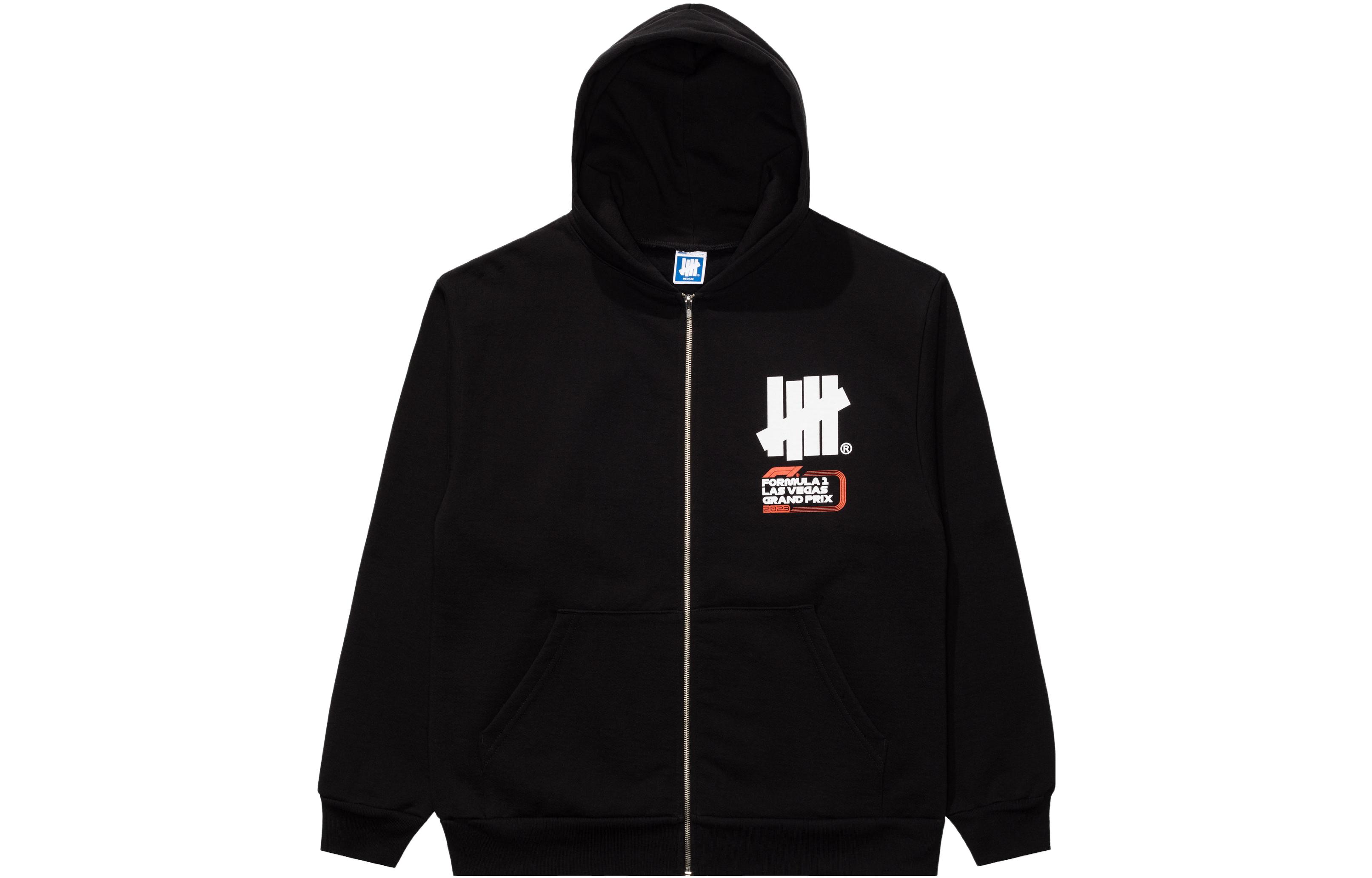 UNDFTD F1 LVGP Black Letter Print Zip-Up Hoodie Jacket Unisex 70101-BLACK