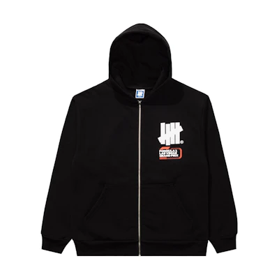 UNDFTD F1 LVGP Black Letter Print Zip-Up Hoodie Jacket Unisex 70101-BLACK