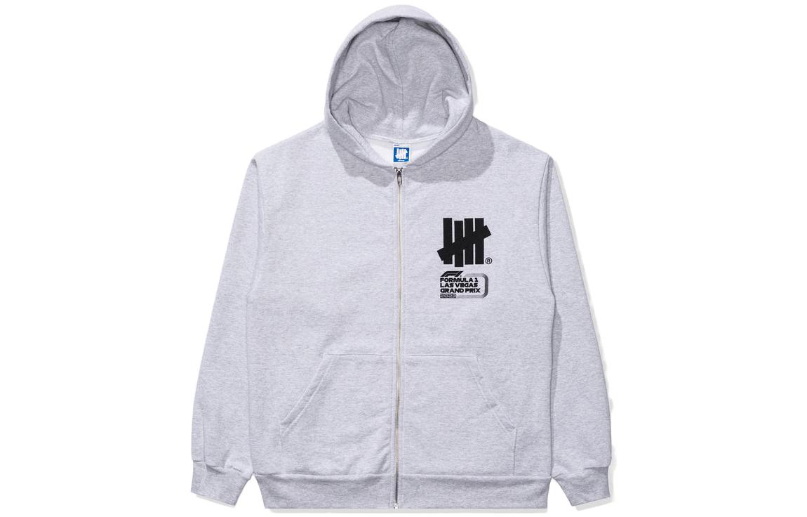 UNDFTD F1 LVGP Letter Print Zip Hoodie Jacket Unisex Grey 70101-ASH