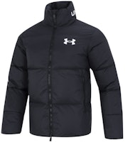 Under Armour Black Down Puffer Jacket with Logo Print and Stand Collar. 1375449-001 Under Armour Black Down Puffer Jacket with Logo Print and Stand Collar. 1375449-001