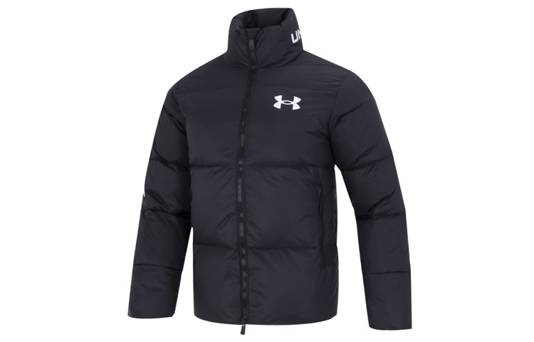 Order Under Armour Jaket Hitam Tebal dengan Logo dan Kerah Berdiri. 1375449-001