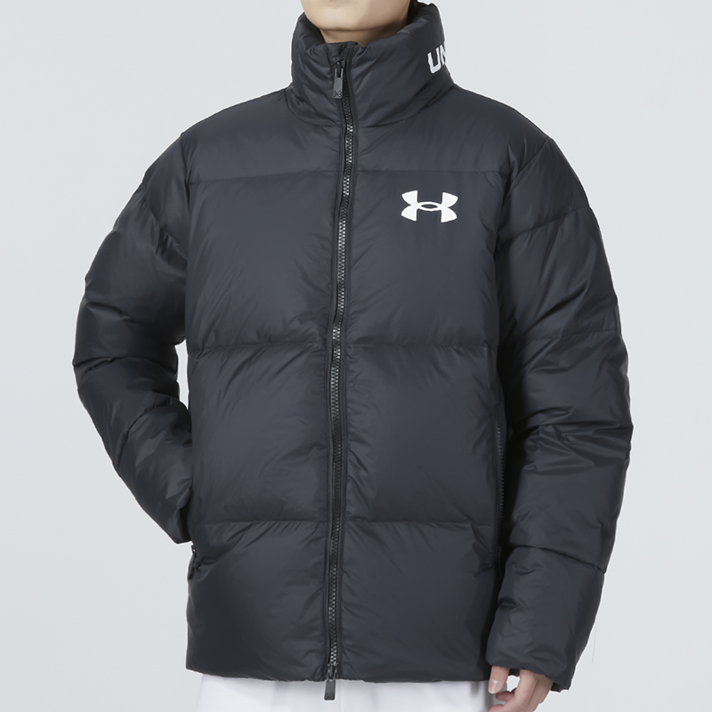 Purchase Under Armour Jaket Hitam Tebal dengan Logo dan Kerah Berdiri. 1375449-001