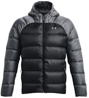 Under Armour Black Grey Puffer Jacket Windproof Hooded with Logo Design. 1364903-002 Under Armour Black Grey Puffer Jacket Windproof Hooded with Logo Design. 1364903-002