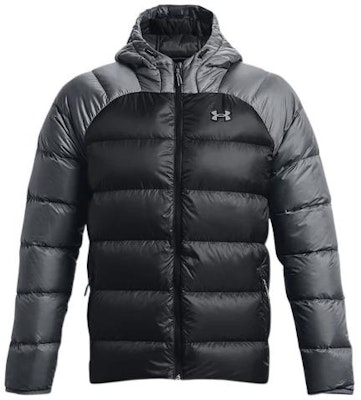 Under Armour Jaket Puffer Hitam Abu Tahan Angin Berhood & Logo Desain. 1364903-002 Order Under Armour Jaket Puffer Hitam Abu Tahan Angin Berhood & Logo Desain. 1364903-002