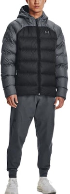 Under Armour Jaket Puffer Hitam Abu Tahan Angin Berhood & Logo Desain. 1364903-002 Shop Under Armour Jaket Puffer Hitam Abu Tahan Angin Berhood & Logo Desain. 1364903-002