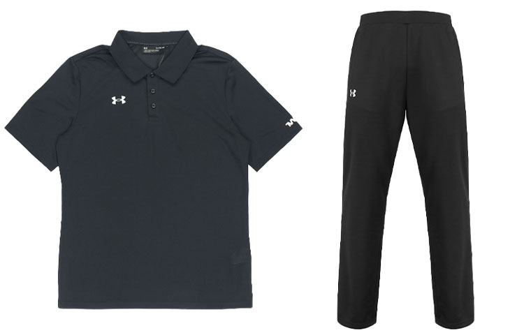 Under Armour  Black Polo Shirt and Straight-Cut Sports Pants Set. 21500537-001+21500737-001
