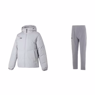 Under Armour Solid Color Hoodie and Joggers Tracksuit Set 23600801-009+23600703-014