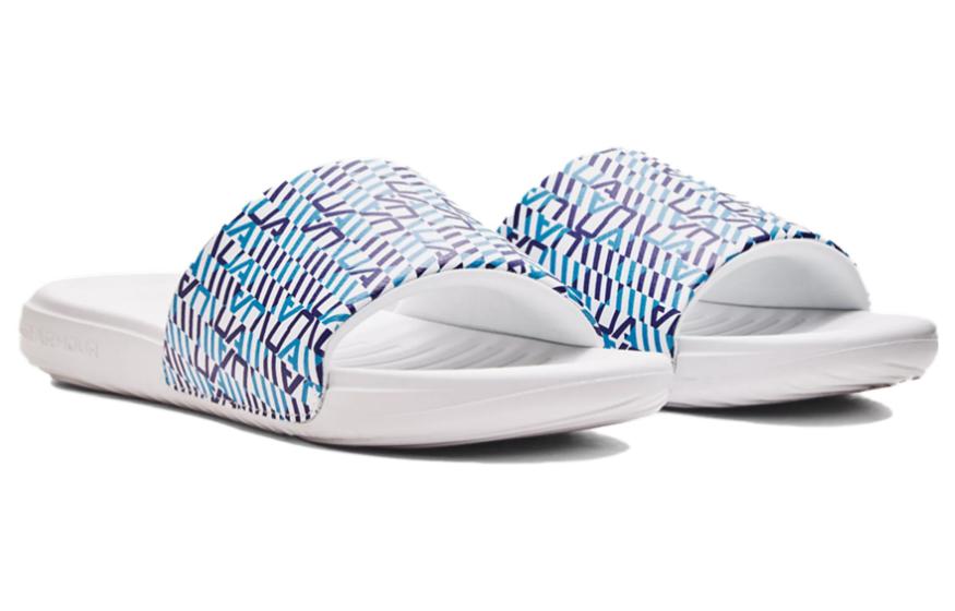 Lookbook Under Armour Ansa Graphic Slide ''Blue Mirage Monogram'' Slippers Blauw 3024434-114