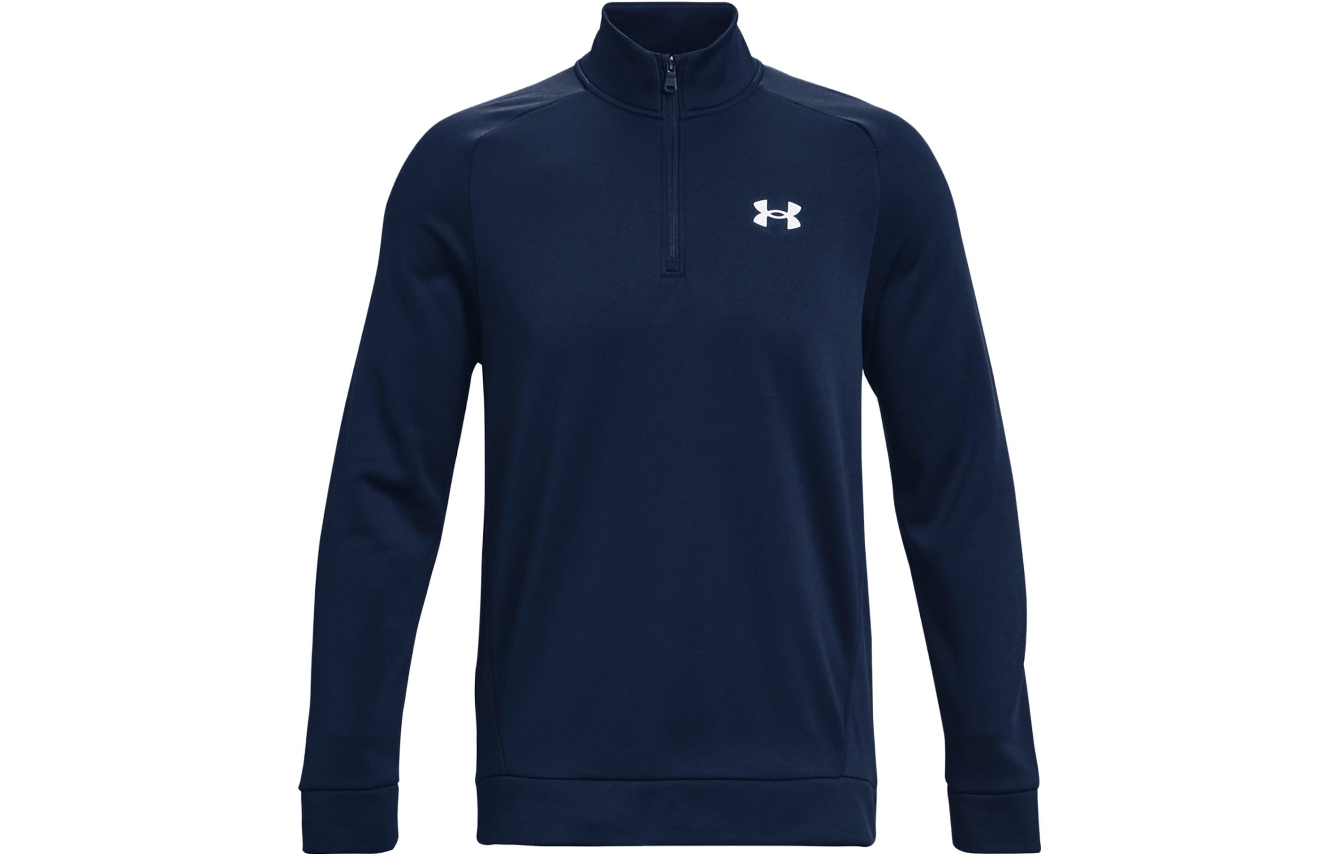 Under Armour Badge Print Fitted Mock Neck Long Sleeve Sweatshirt Navy - 1373400-408