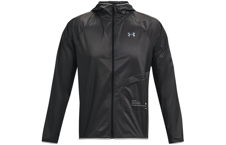 Under Armour Black Breathable Running Woven Hooded Jacket 1326597-010