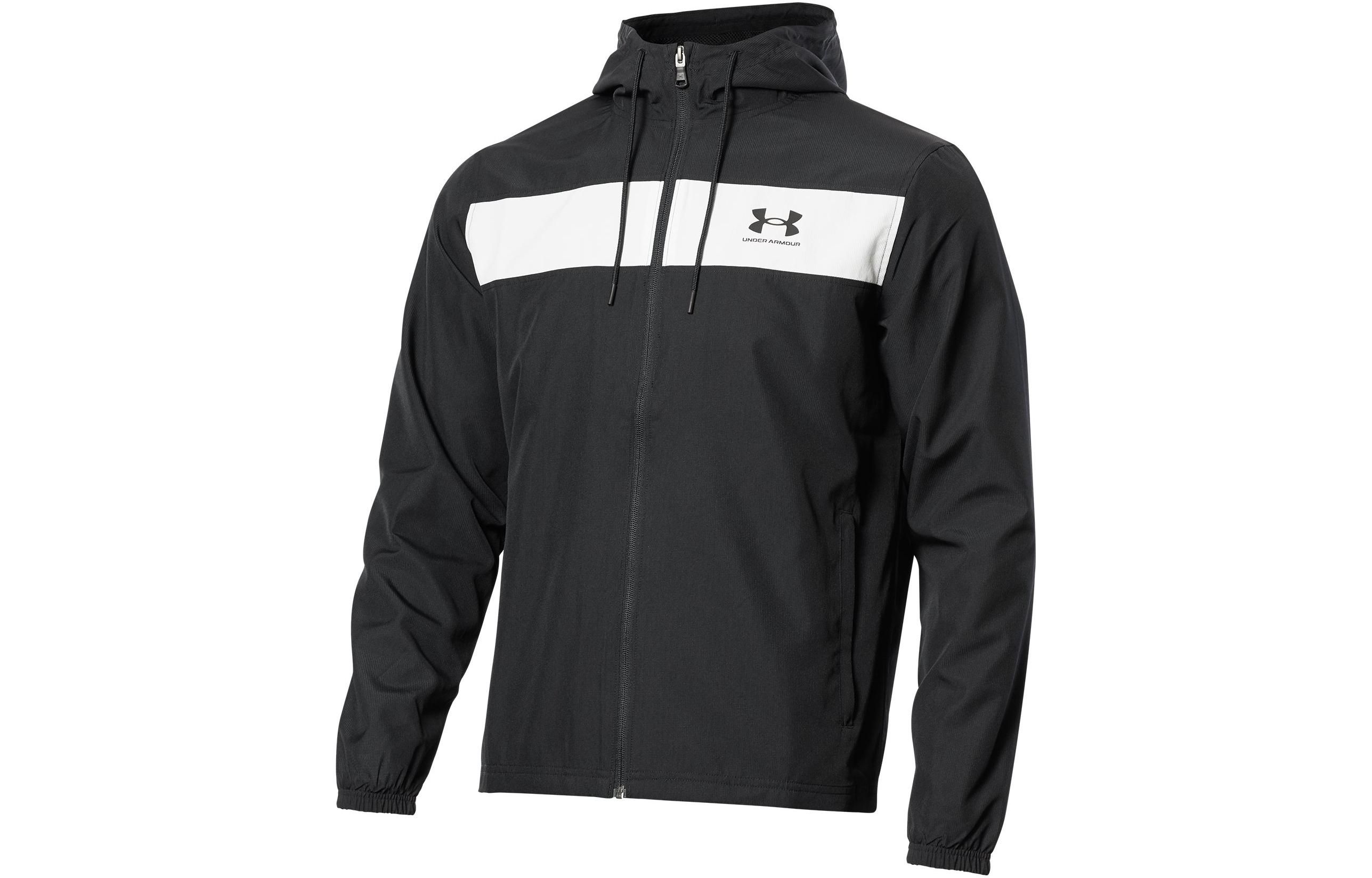 Under Armour Black Colorblock Logo Print Zip Hoodie Jacket 1365505-001
