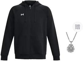 Under Armour Black Fleece Zip Hoodie Jacket with Necklace Gift 1379767-001 Under Armour Black Fleece Zip Hoodie Jacket with Necklace Gift 1379767-001