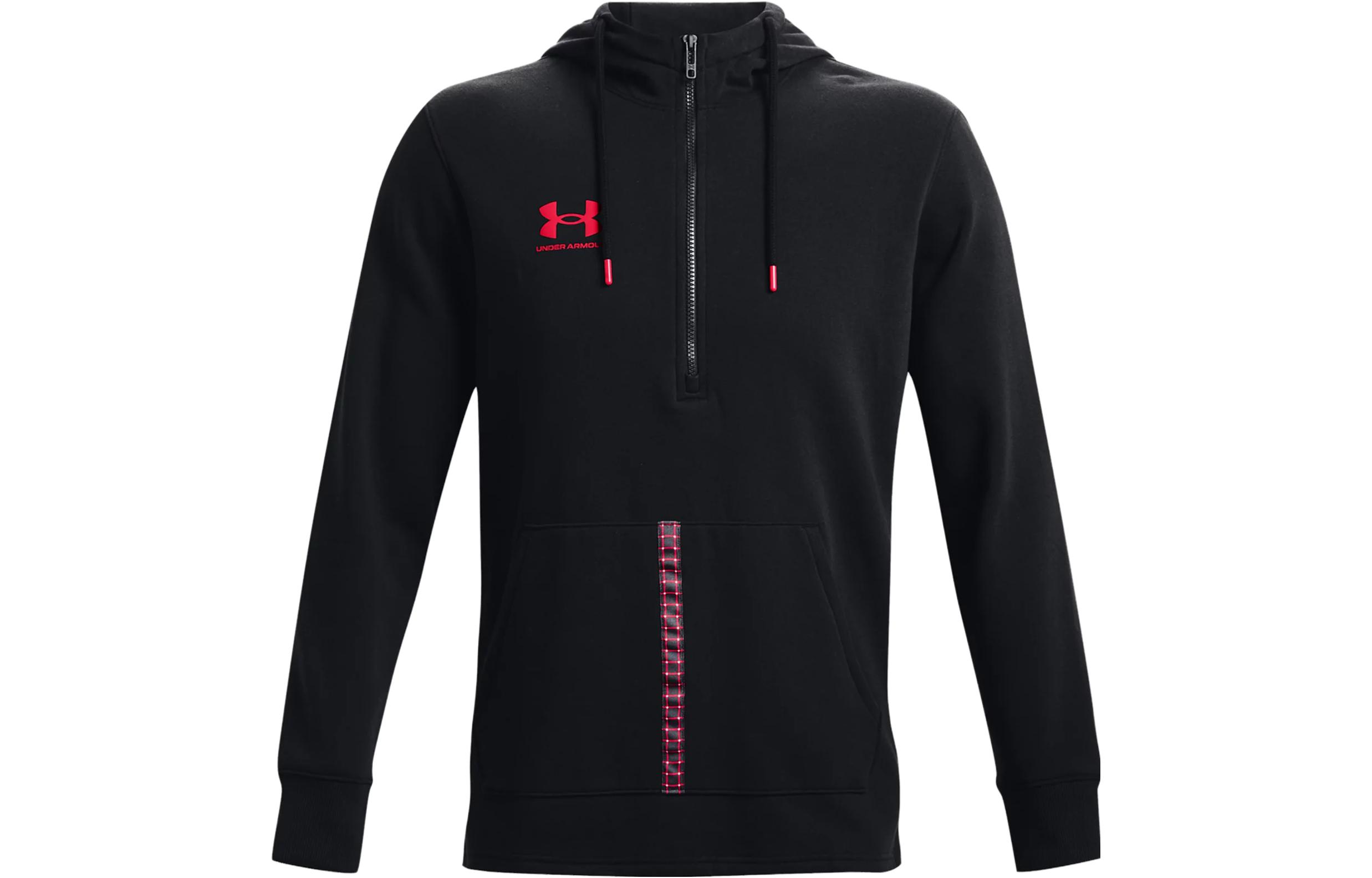 Under Armour Black Half-Zip Hoodie with Logo and Kangaroo Pocket 1373304-001