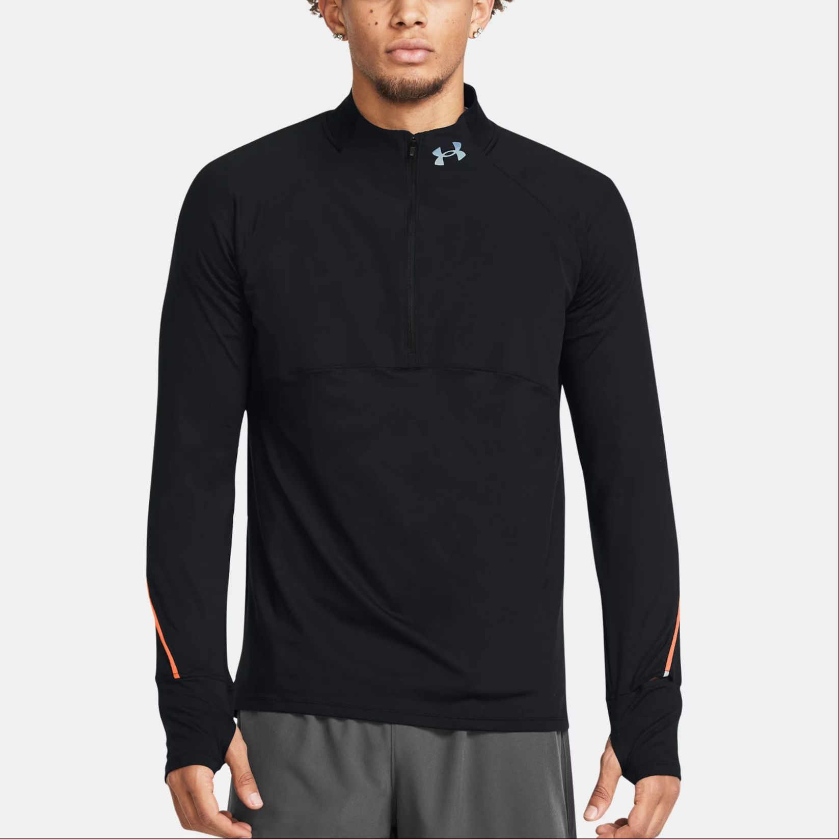 Shop Under Armour Black Half-Zip Pullover Sweatshirt with Logo Print 1365662-002
