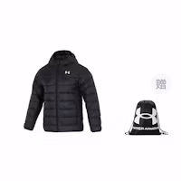 Cheap Under Armour 黑色連帽羽絨外套 印花logo 1385837-001