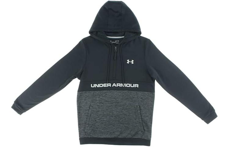 Under Armour Black Hoodie with Letter Print and Drawstring Pocket Design 1357206-001