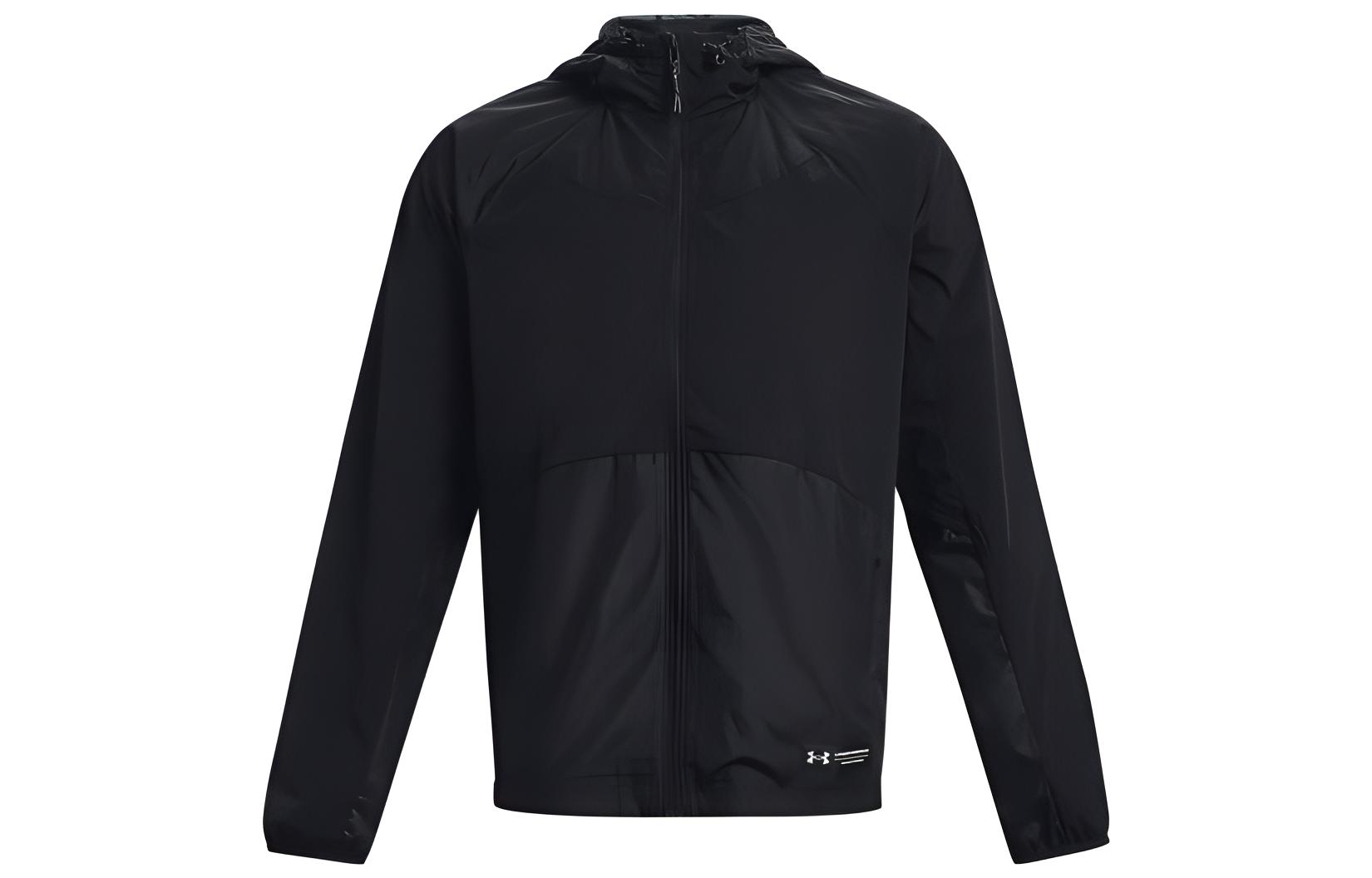 Under Armour Black Logo Print Hoodie Jacket with Drawstring 1377181-001