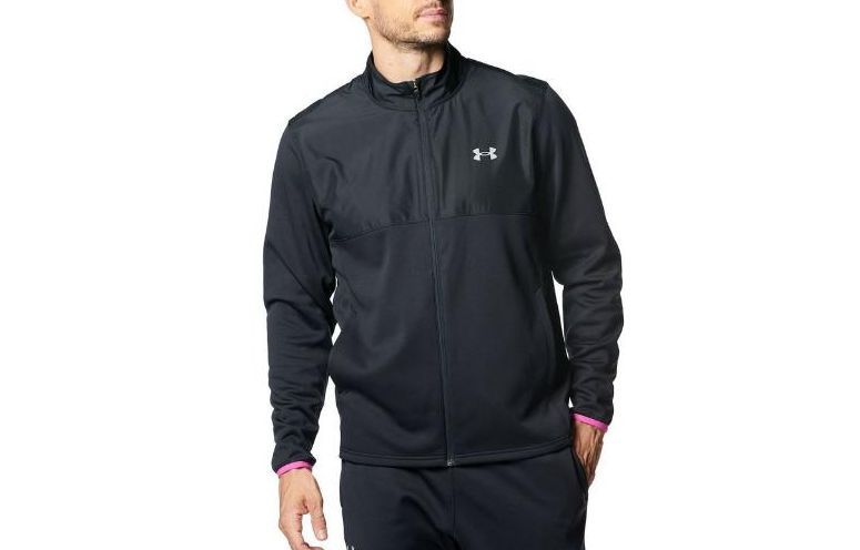 Under Armour Black Logo Print Zip-Up Jacket with Stand Collar 1381327-001