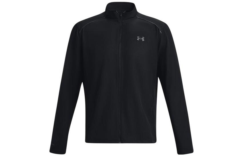Under Armour Black Logo Windbreaker Running Jacket with Stand Collar 1376797-001