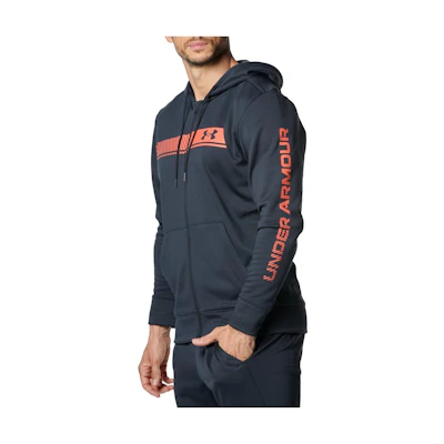 Under Armour Black Loose-Fit Zip Hoodie Jacket with Letter Print Design 1381329-002