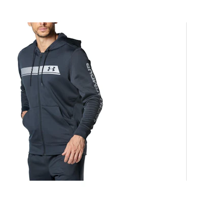 Under Armour Black Loose Fit Zip Hoodie Jacket with Logo Print 1381329-001