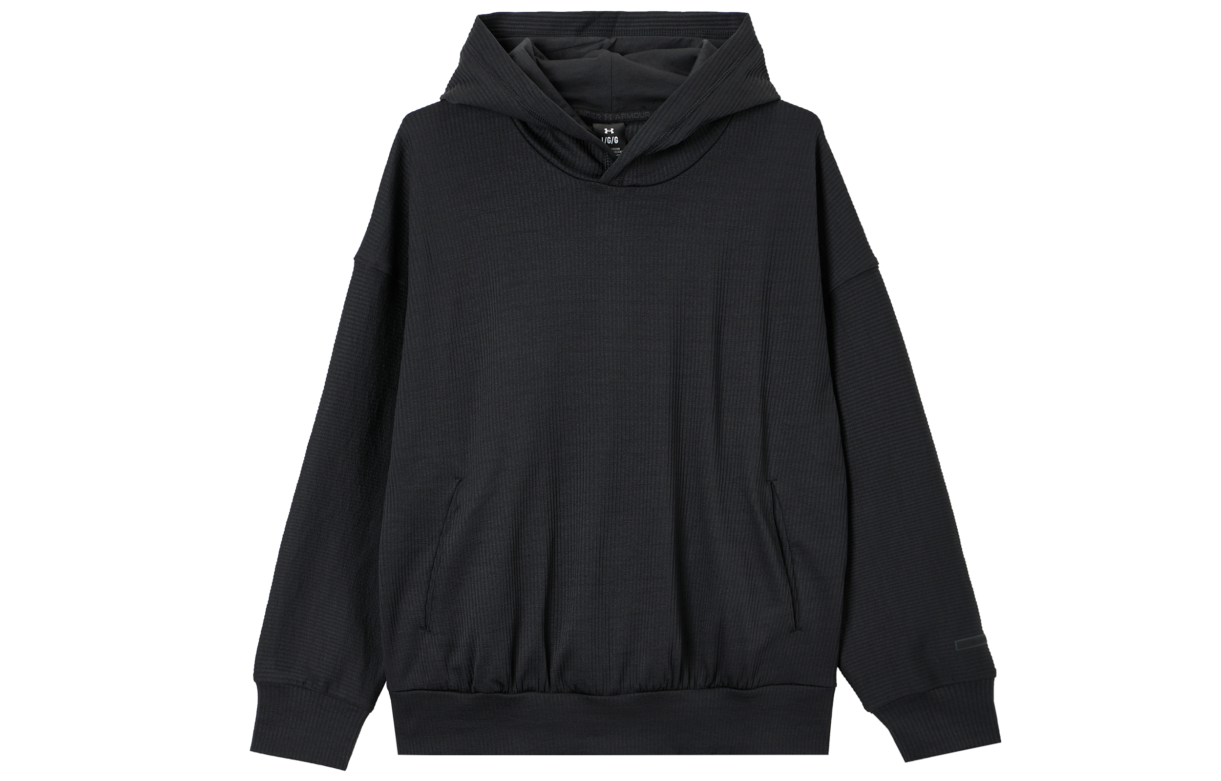 Under Armour Black Solid Color Loose Fit Ribbed Hoodie 1383100-001