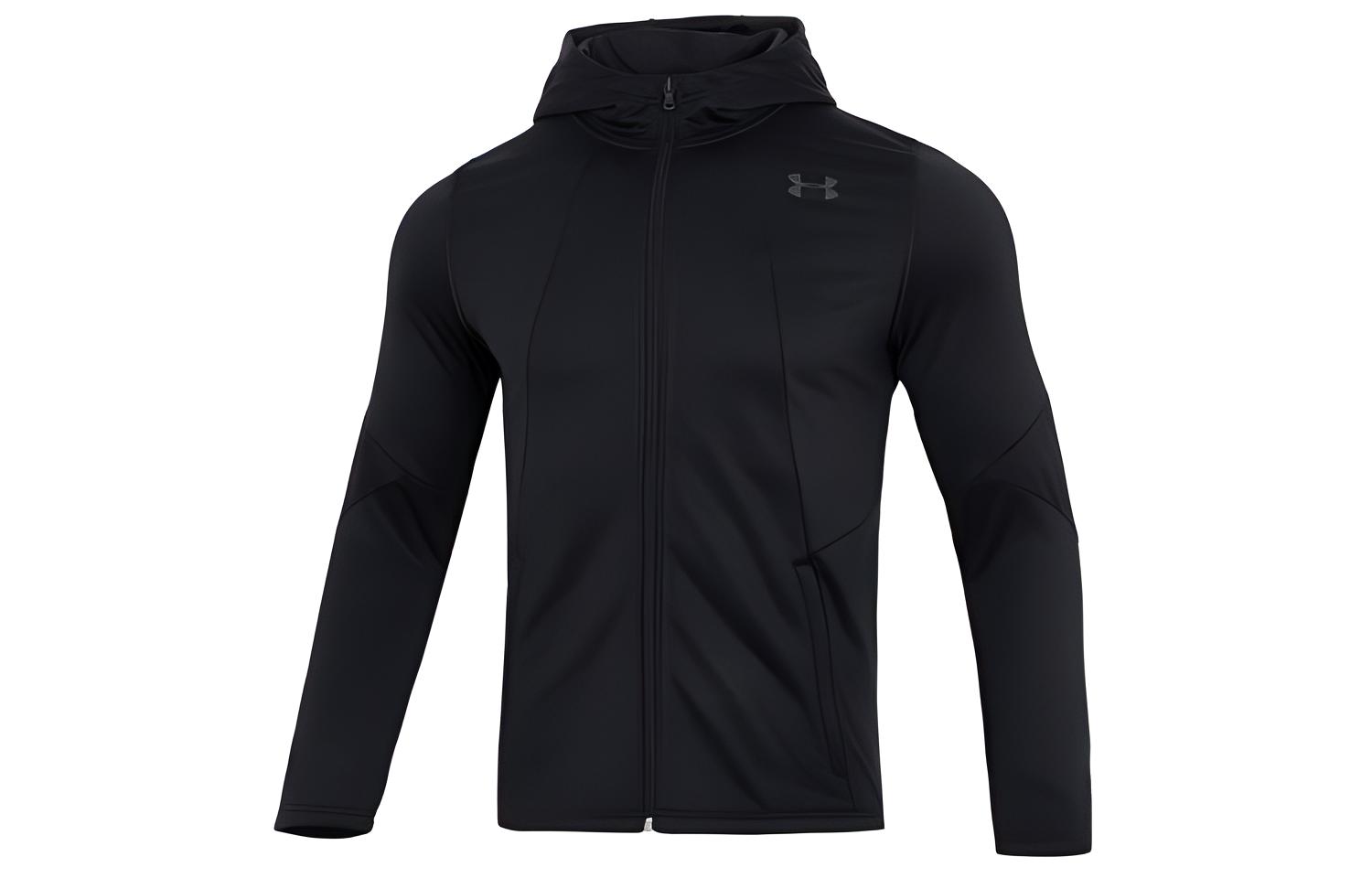 Under Armour Black Solid Fleece Hooded Jacket 1359145-001