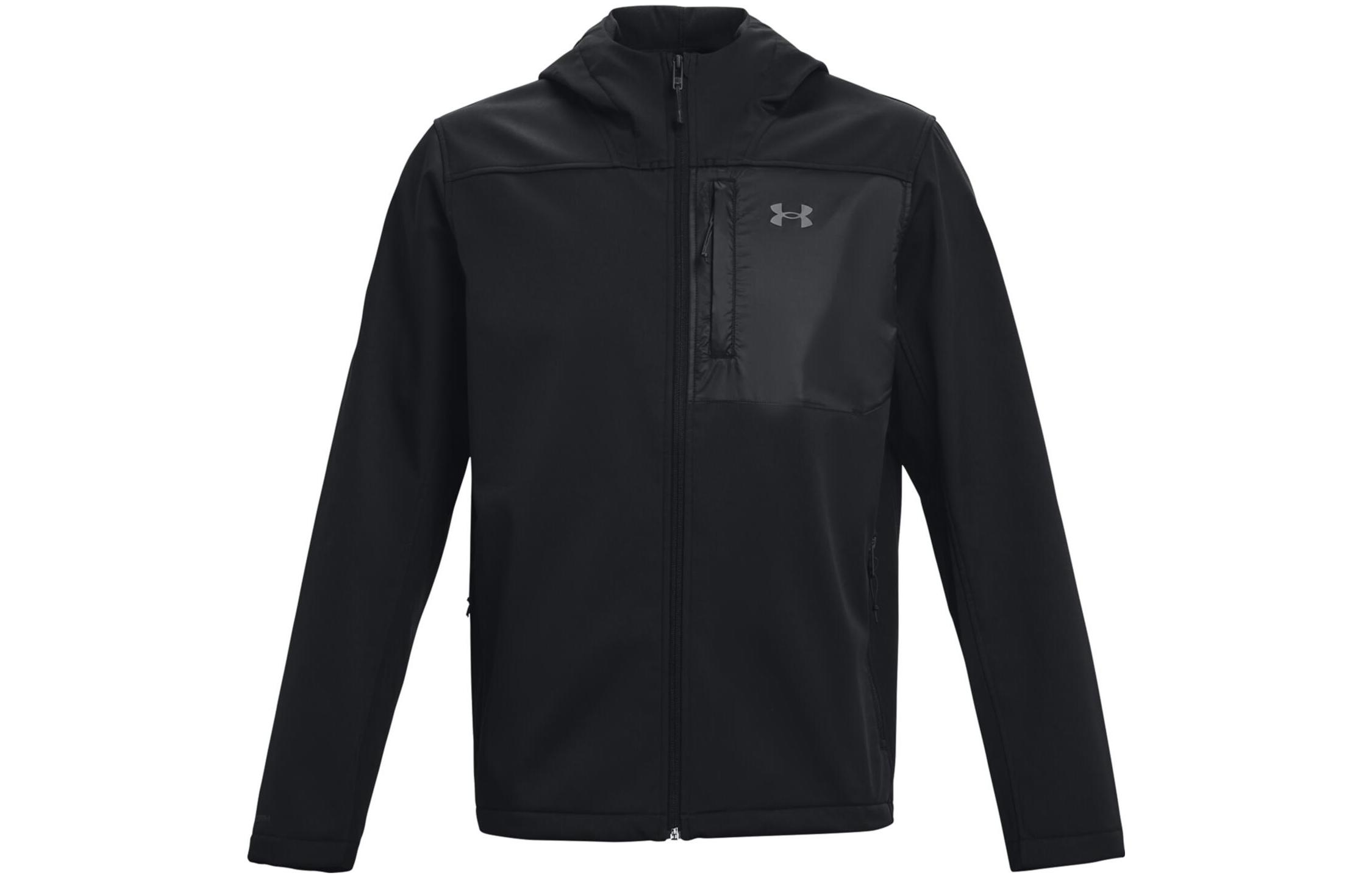 Order Under Armour Jaket Hoodie Zip-Up Logo Hitam Solid 1371587-001